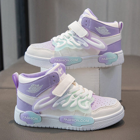 Purple kids athletic shoes with lightweight and breathable design for active wear