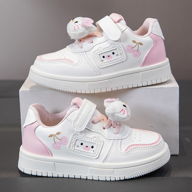 Pink kids athletic shoes with lightweight and breathable design for active wear