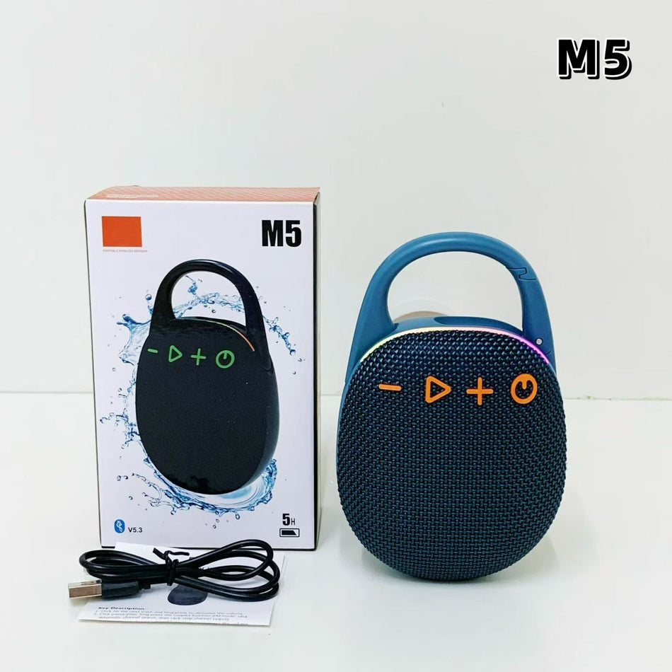 Waterproof Bluetooth Speaker M5 with Carabiner TWS Bass in Blue