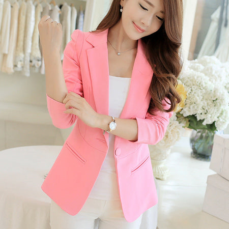 White women korean style slim fit short blazer jacket casual suit