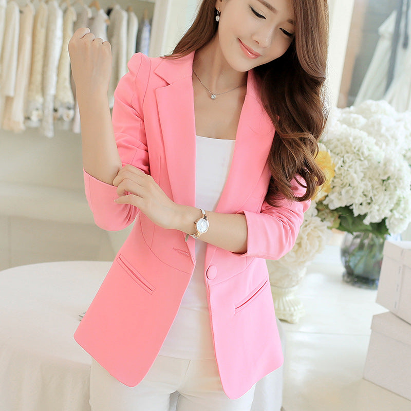 White women korean style slim fit short blazer jacket casual suit