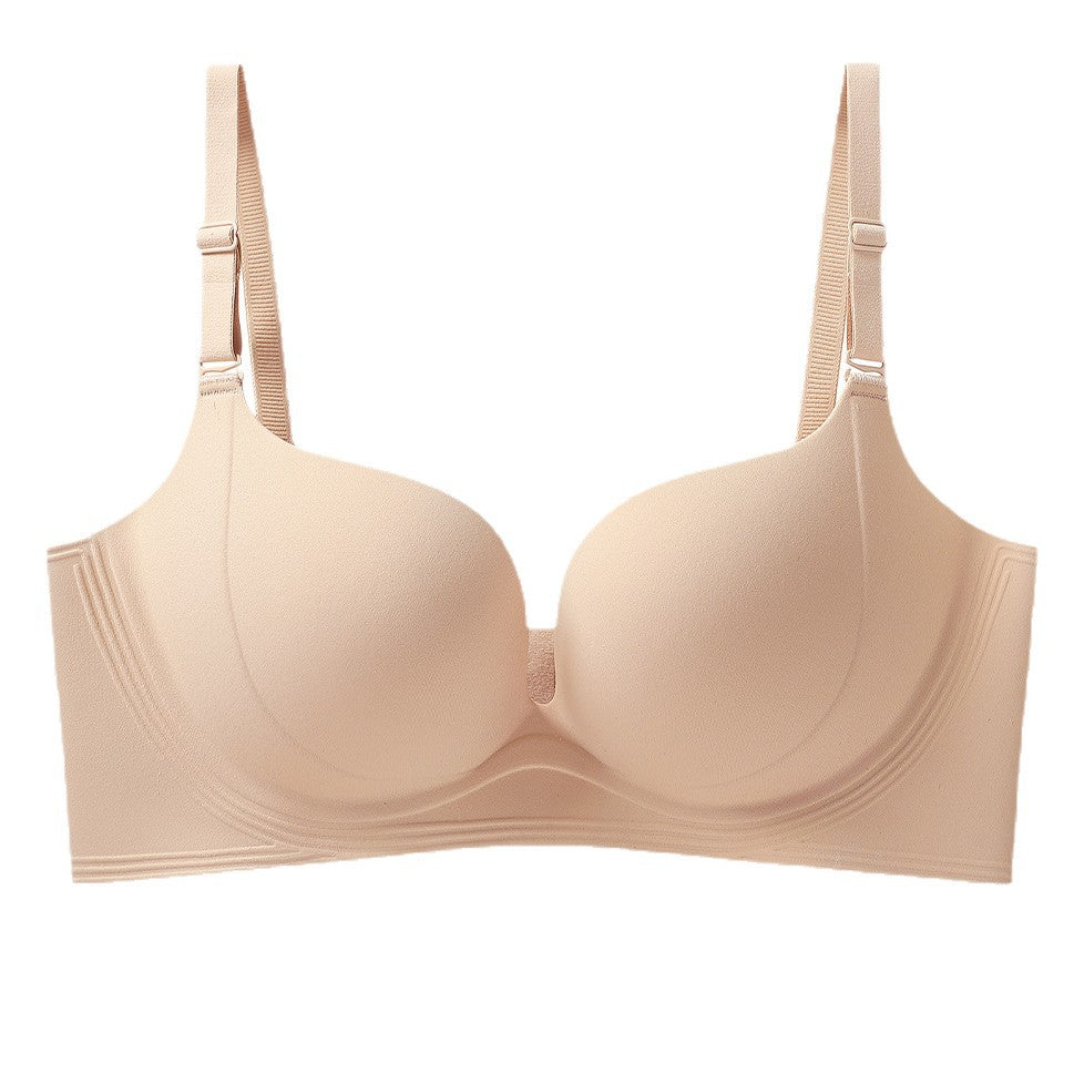 Brown seamless one piece nude push up bra for natural contoured support