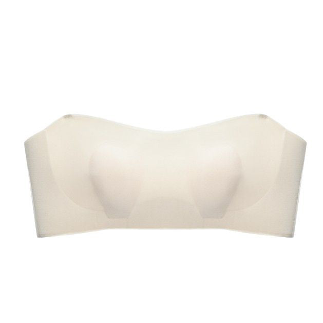 Skin color seamless non-slip bandeau with thin rabbit ear push-up support