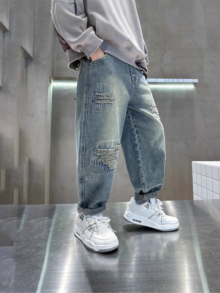 Red girls jeans with comfortable fit for everyday wear