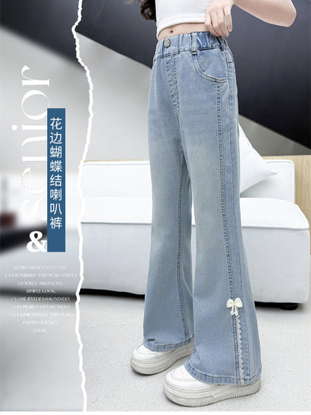 Red girls jeans with comfortable fit for everyday wear