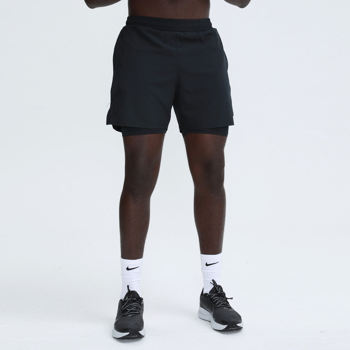 Black men's shorts - casual shorts with elastic waistband for active and leisure wear