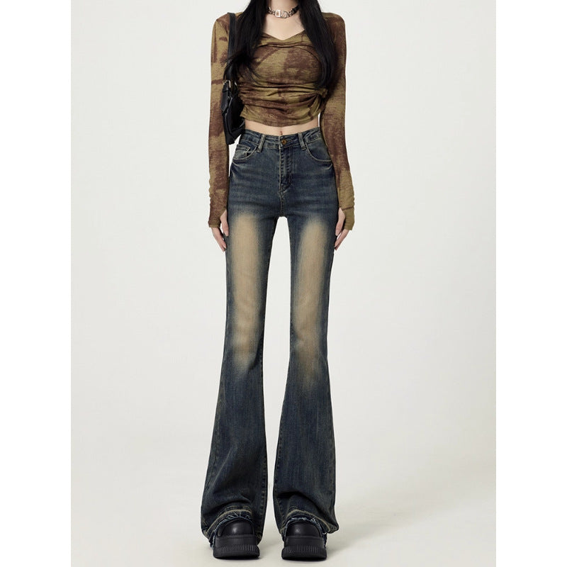 Vintage High-Waisted Flared Jeans for Women Slim Bootcut