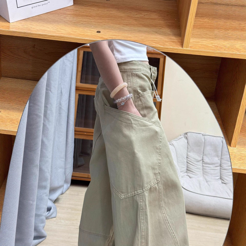 Light Khaki High-Waist Wide-Leg Scimitar Jeans for Women Plus
