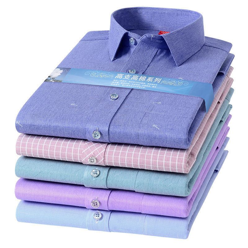Men’s Striped Polyester Cotton Long Sleeve Casual Shirt