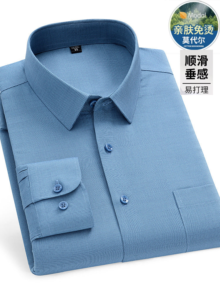 Men’s Stretch Modal Striped Long Sleeve Casual Shirt
