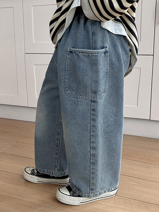 Children Boys & Girls Retro Distressed Denim Harem Pants