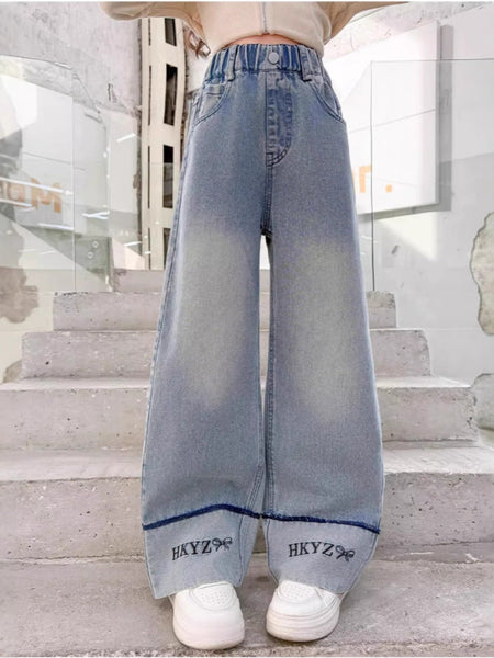 Red girls jeans with comfortable fit for everyday wear