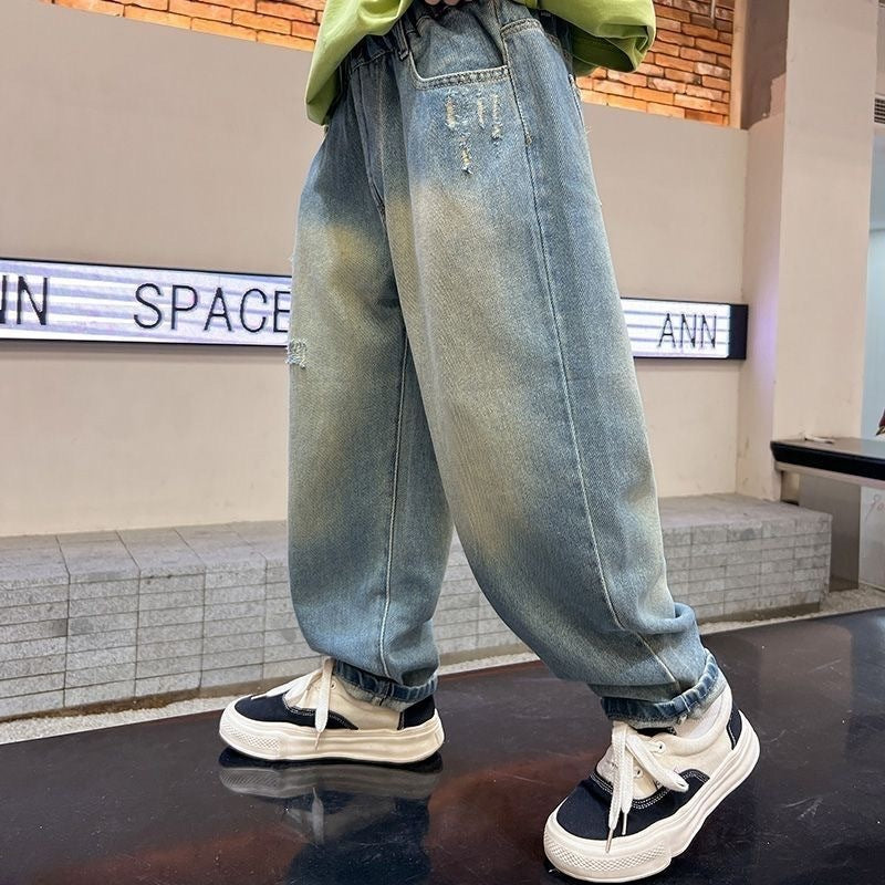 Children Boys’ Cartoon Denim Pants for Spring & Autumn