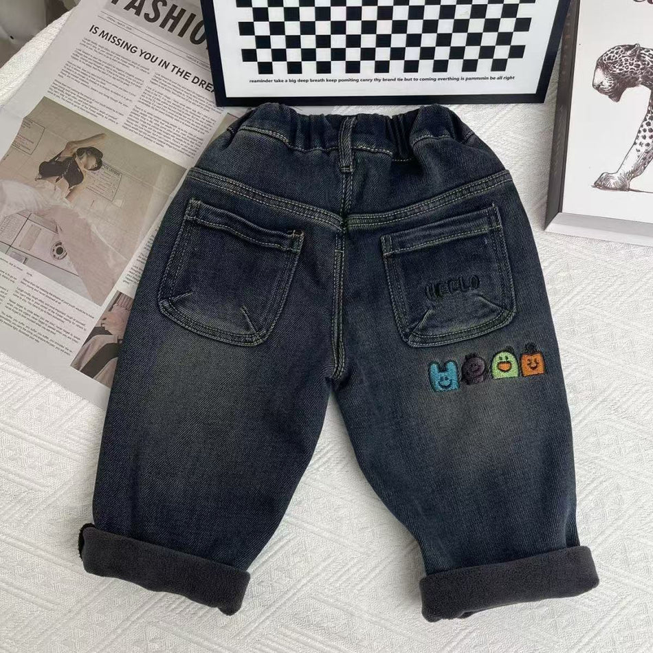 Red girls jeans with comfortable fit for everyday wear
