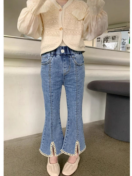 Red girls jeans with comfortable fit for everyday wear