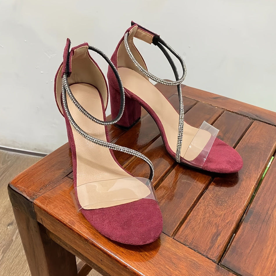 Plus Size Transparent Stiletto Buckle Sandals for Women Open Toe