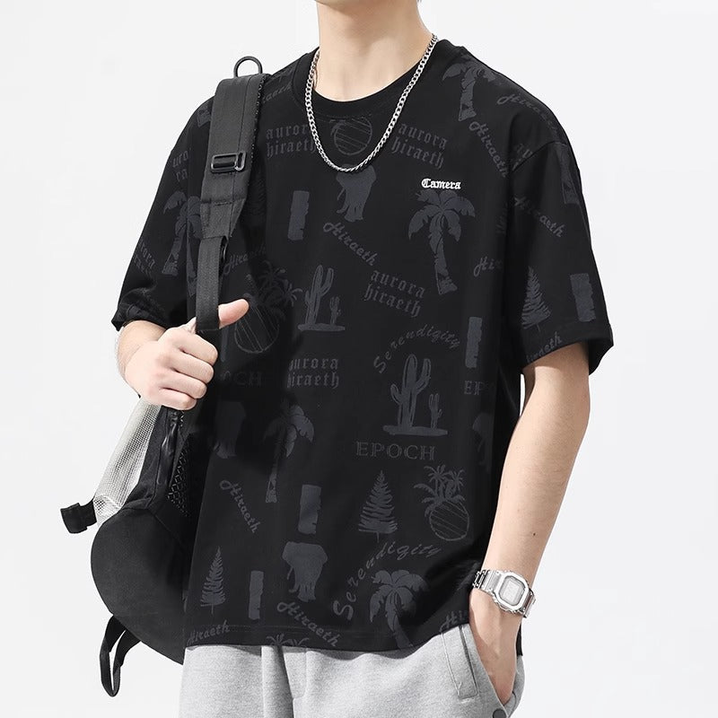 Men’s Quick-Dry Printed Loose Crewneck T-Shirt