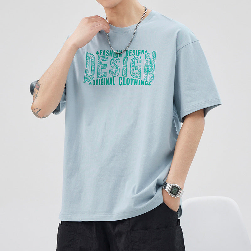 Men's white long sleeve T-shirt - loose fit round neck casual top