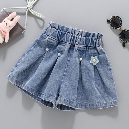 girls denim shorts for summer casual wear with comfortable relaxed fit