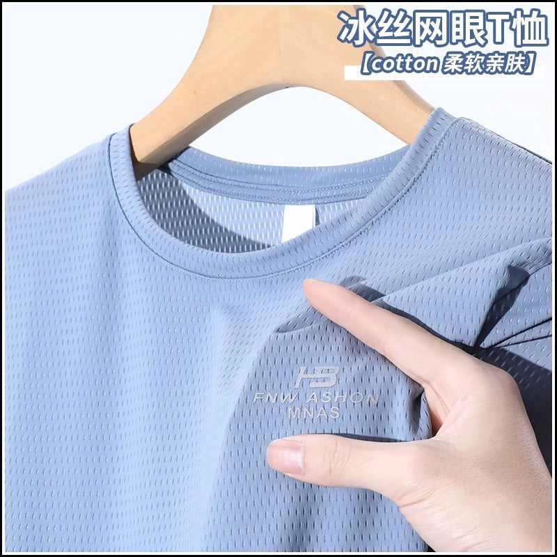 Men’s Ice Silk Mesh Breathable Summer T-Shirt