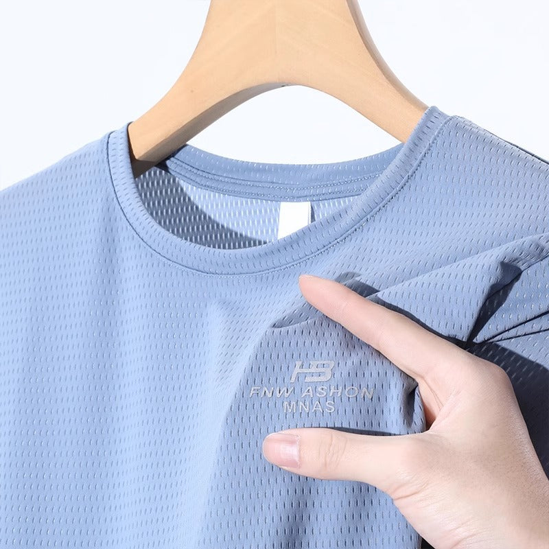 Men's blue long sleeve T-shirt - loose fit round neck casual top