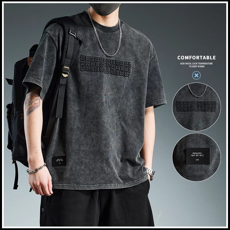 Men’s Heavyweight Washed Loose Summer T-Shirt