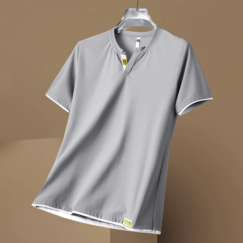 Men's white long sleeve T-shirt - loose fit round neck casual top