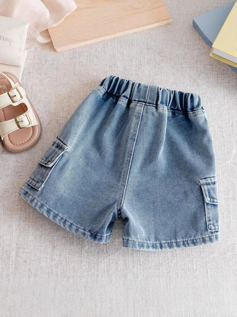 Children Boys’ Denim Five-Quarter Shorts for Summer