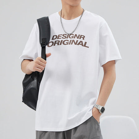 Men's white long sleeve T-shirt - loose fit round neck casual top