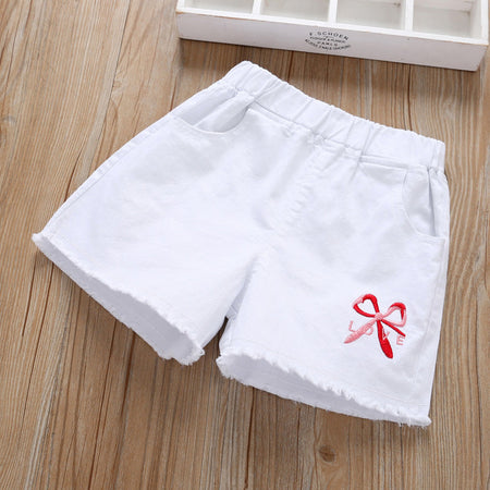 White girls denim shorts for summer casual wear with comfortable relaxed fit