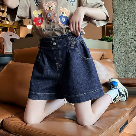 girls denim shorts for summer casual wear with comfortable relaxed fit