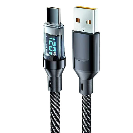 120W Digital Display Braided Fast Charging USB-C Cable