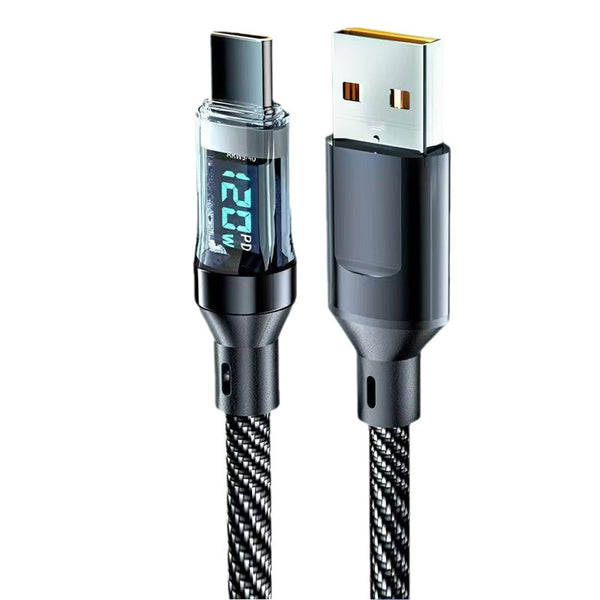 STOCK-120W Digital Display Braided Fast Charging USB-C Cable
