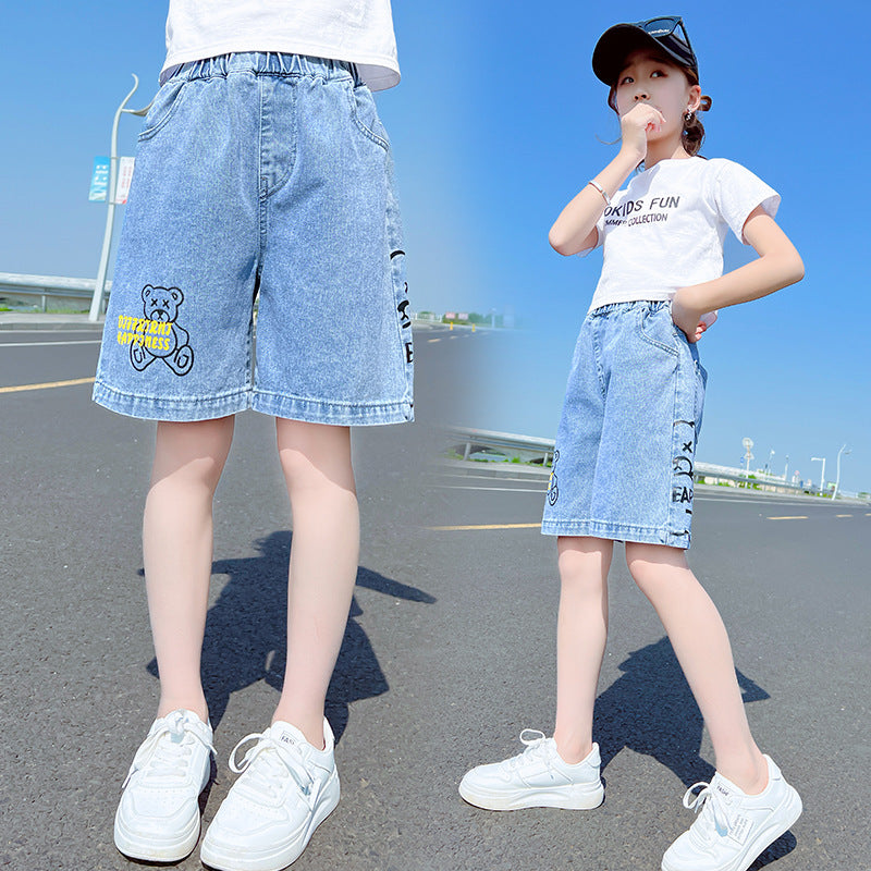 girls denim shorts for summer casual wear with comfortable relaxed fit