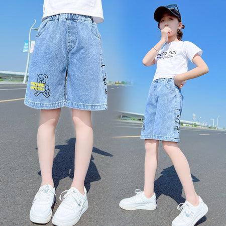 girls denim shorts for summer casual wear with comfortable relaxed fit