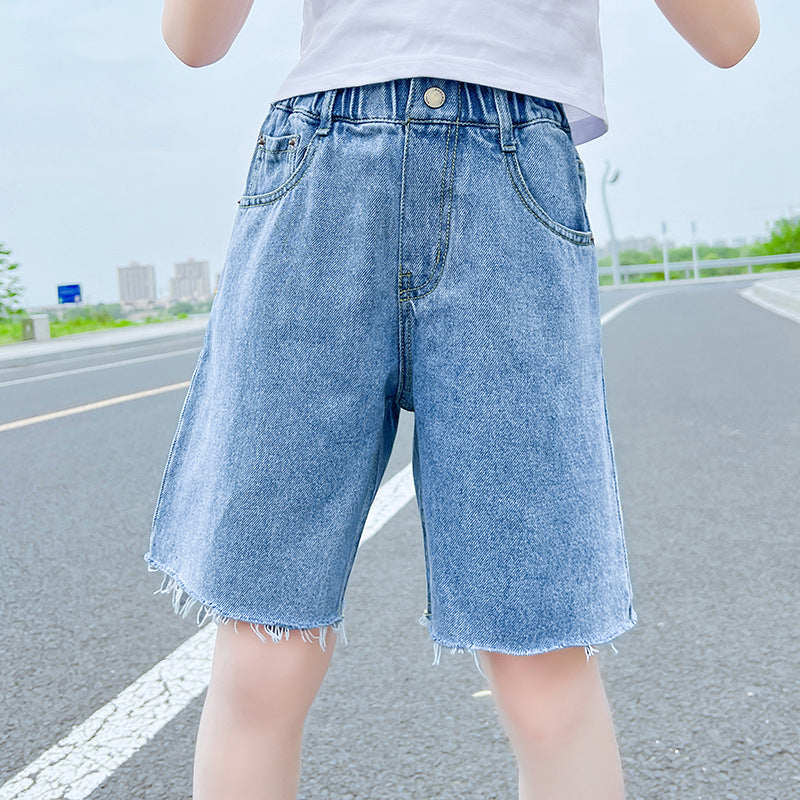 girls denim shorts for summer casual wear with comfortable relaxed fit