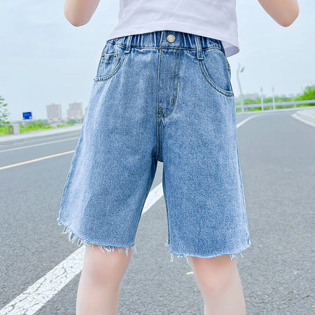 girls denim shorts for summer casual wear with comfortable relaxed fit