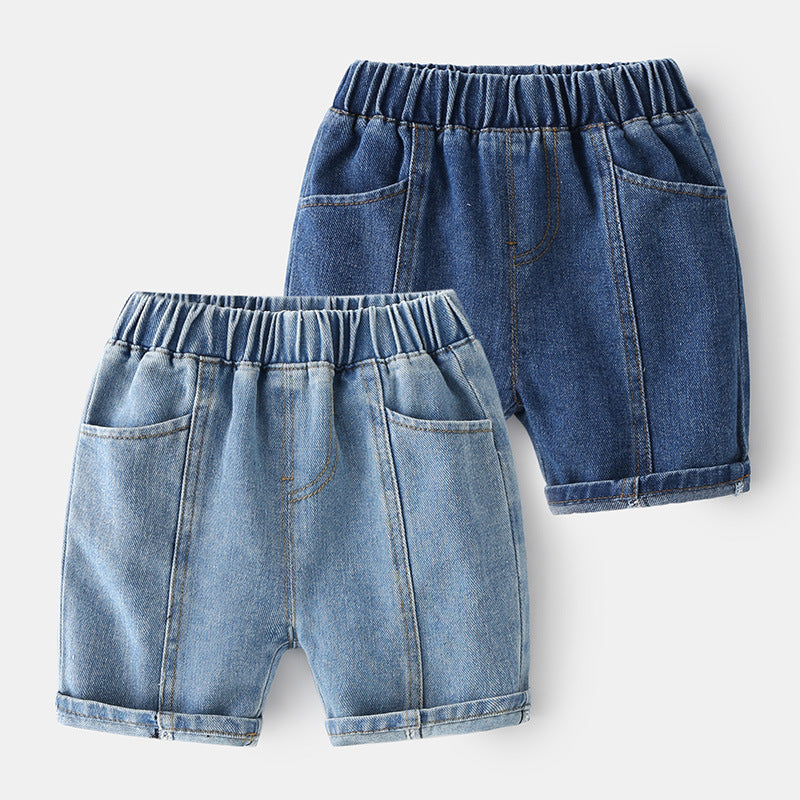 Blue girls denim shorts for summer casual wear with comfortable relaxed fit