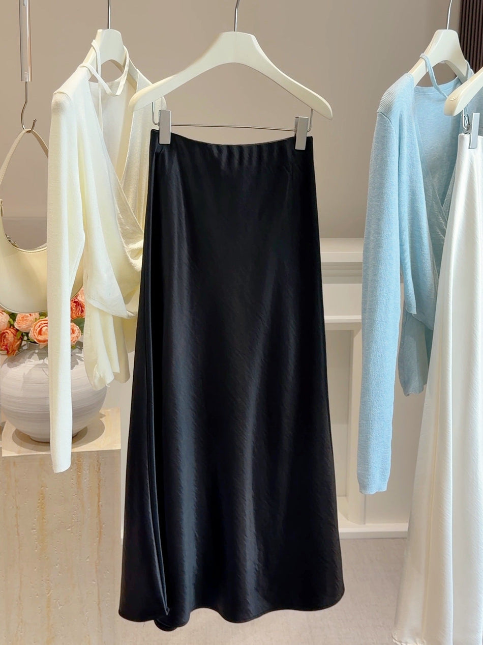 Taro purple high-waisted acetate satin fishtail skirt with elegant drape