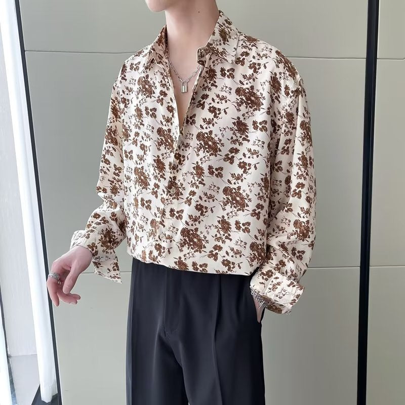 Men's Japanese Artistic Stand-Collar Silk-Linen Shirt