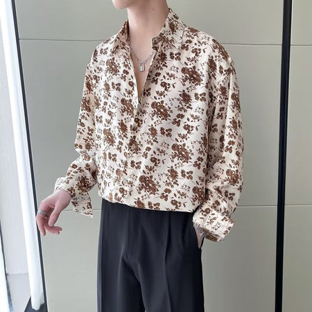 Men's Japanese Artistic Stand-Collar Silk-Linen Shirt