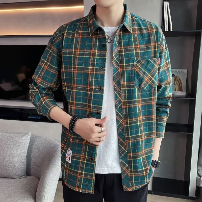 Men's Vibrant Silk-Linen Loose Long-Sleeve Shirt