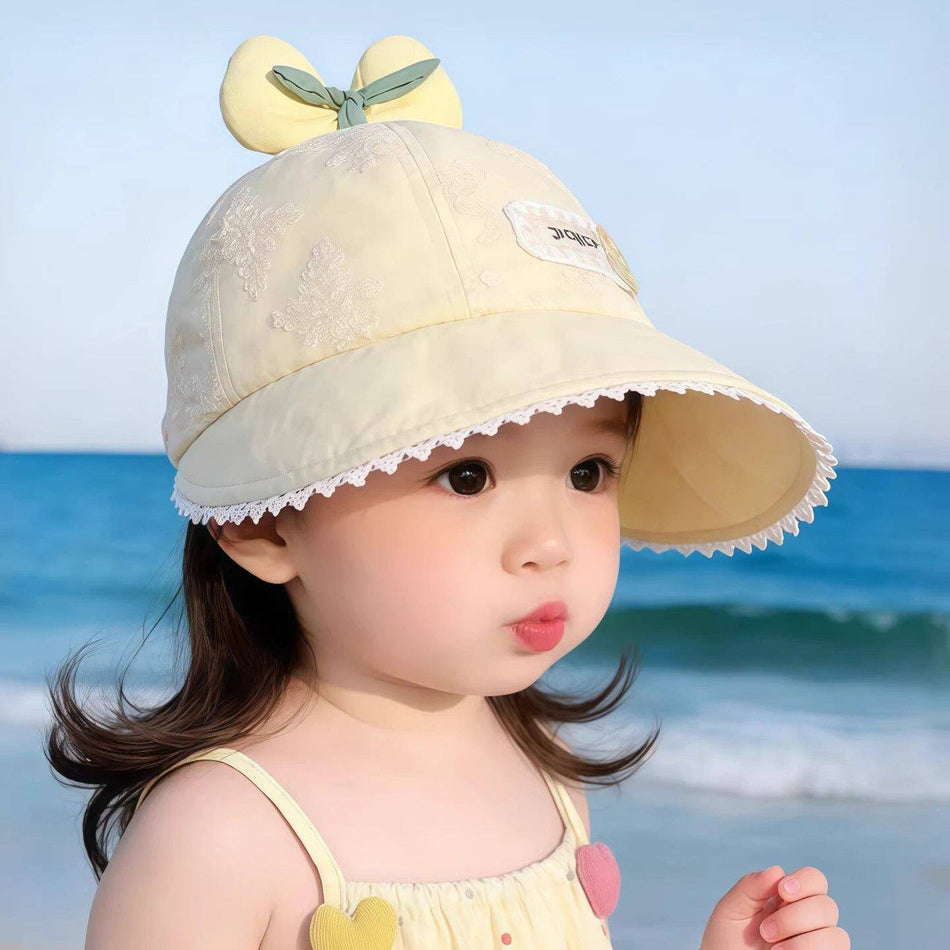 Girls Wide Brim Baseball Cap Floral Sun Protection Hat