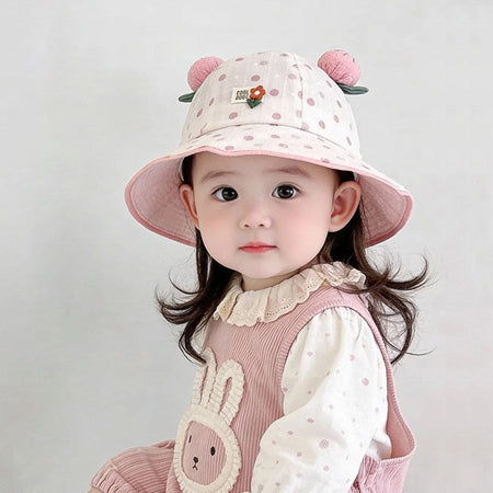 Pink kids sun hat with breathable design for outdoor summer and beach wear