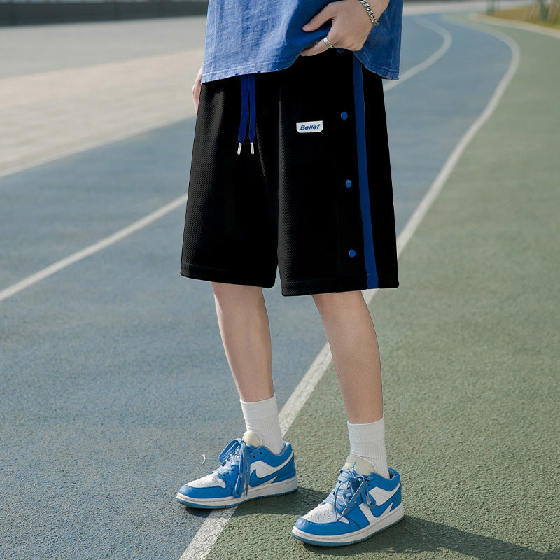 Men's Hong Kong Style Side-Button Sports Beach Shorts