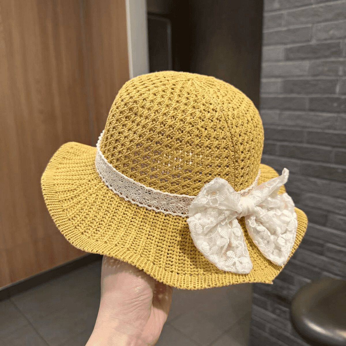 Beige kids sun hat with breathable design for outdoor summer and beach wear