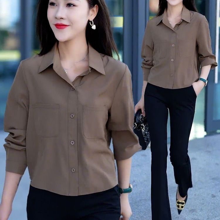 Black sculpted long-sleeve minimalist shirt in cropped western tailoring