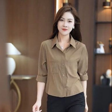 Black women’s elegant slim-fit long sleeve silk blouse