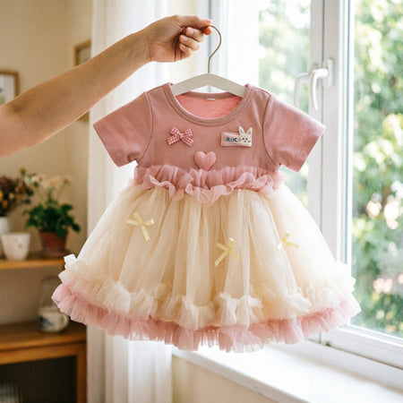 Girls tie-dye long princess beach dress with ink painting effect for summer