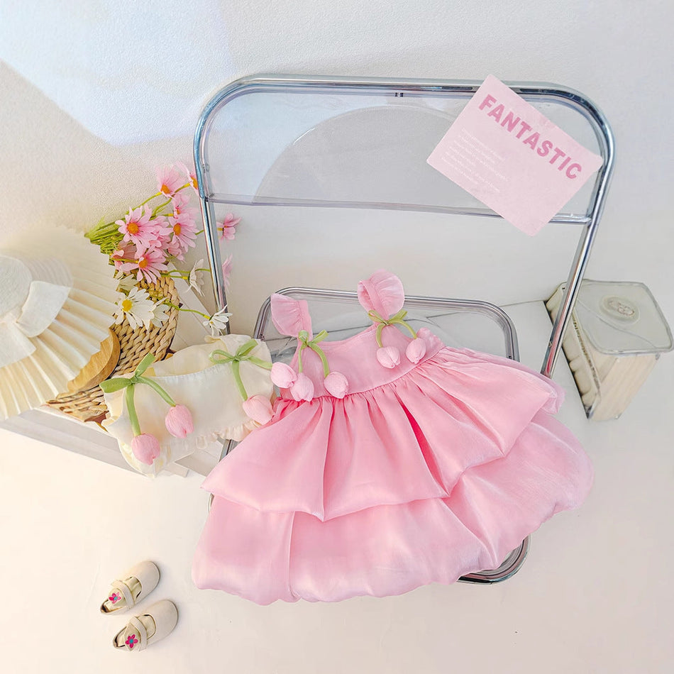 Baby Girl Cotton Princess Sling Dress Summer A-Line Skirt